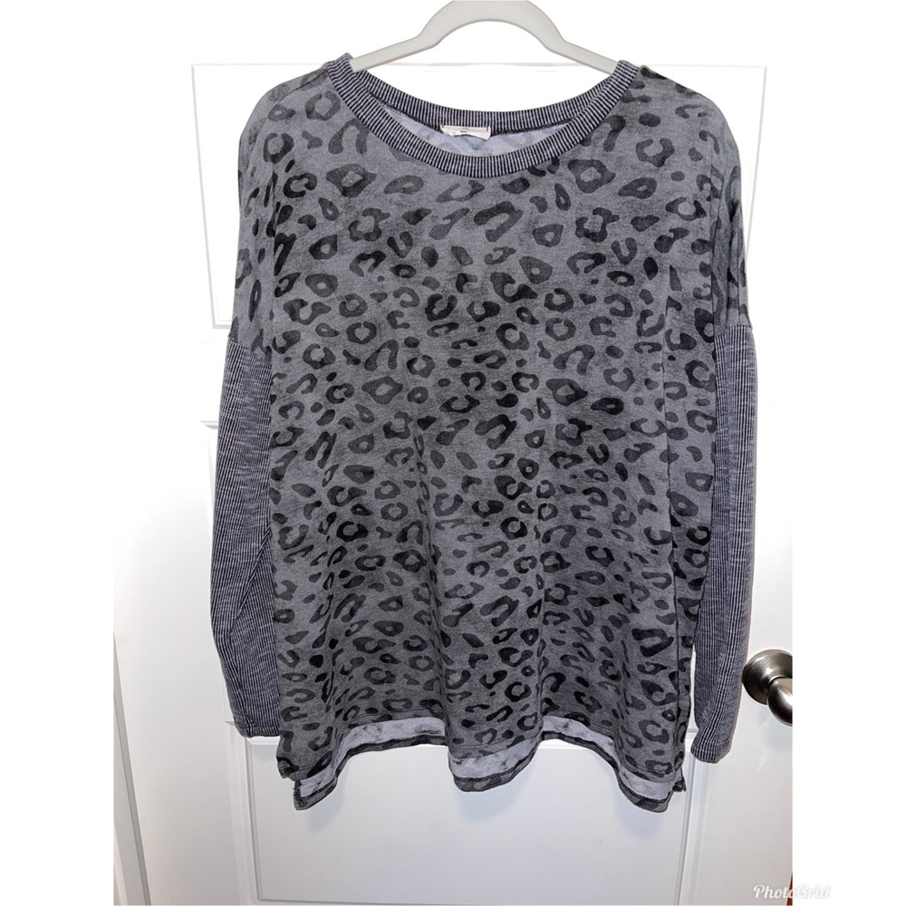 Blue leopard print sweater